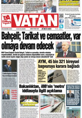 Önce Vatan Gazetesi | Günlük Ulusal Gazete - 18.01.2022 Manşeti