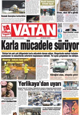 Önce Vatan Gazetesi | Günlük Ulusal Gazete - 26.01.2022 Manşeti