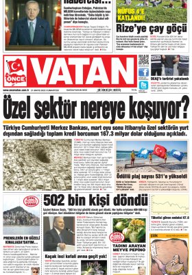 Önce Vatan Gazetesi | Günlük Ulusal Gazete - 20.05.2022 Manşeti