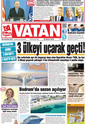Önce Vatan Gazetesi | Günlük Ulusal Gazete - 22.05.2022 Manşeti