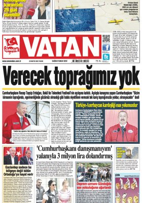 Önce Vatan Gazetesi | Günlük Ulusal Gazete - 28.05.2022 Manşeti
