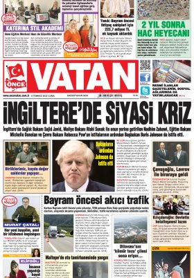 Önce Vatan Gazetesi | Günlük Ulusal Gazete - 05.07.2022 Manşeti