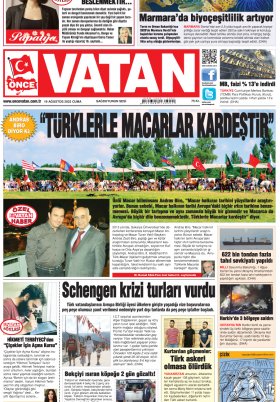 Önce Vatan Gazetesi | Günlük Ulusal Gazete - 18.08.2022 Manşeti